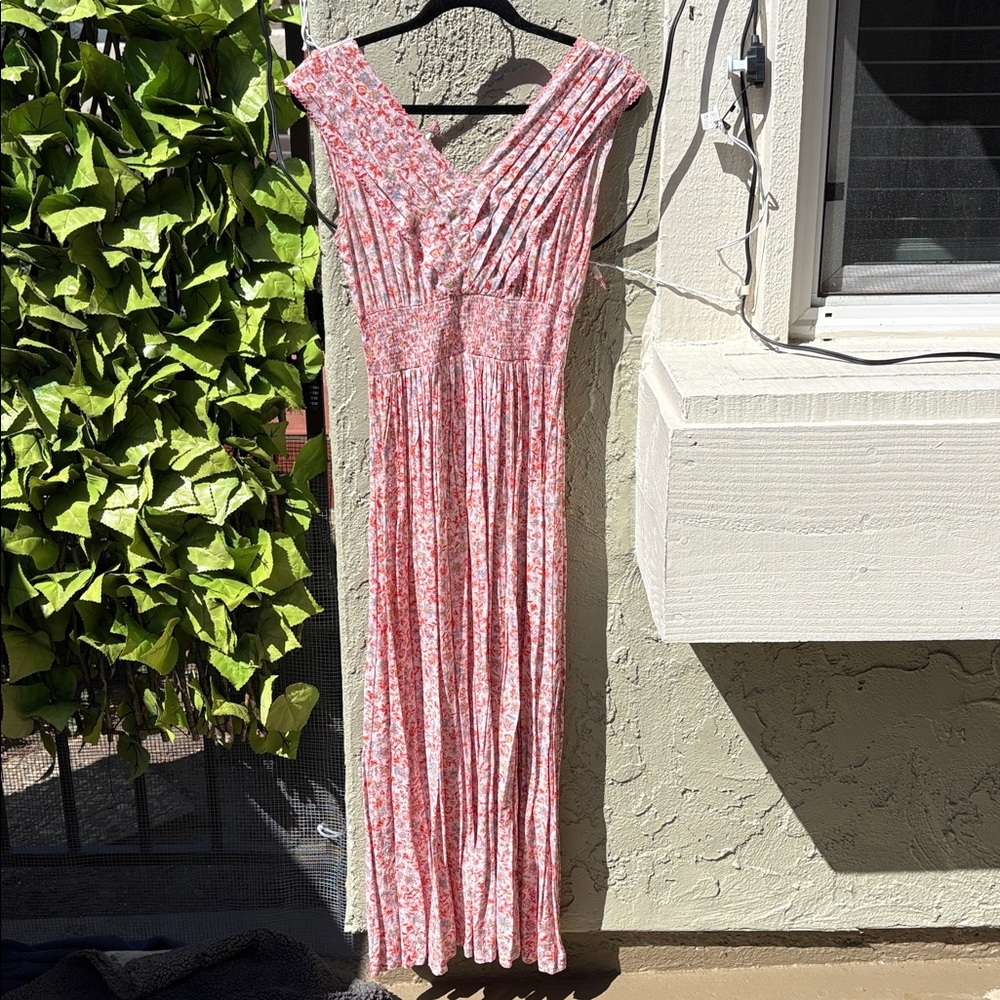 POUPETTE SAINT BARTH Pink with light Blue Floral maxi dress